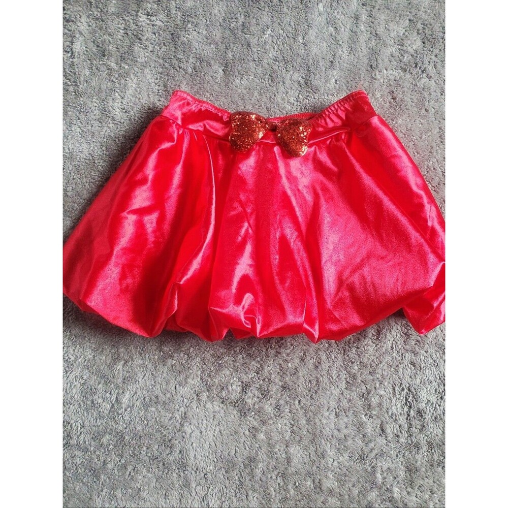​Weissman Red Satin Bubble Skirt Glitter Bow Dance Costume Small Child SC